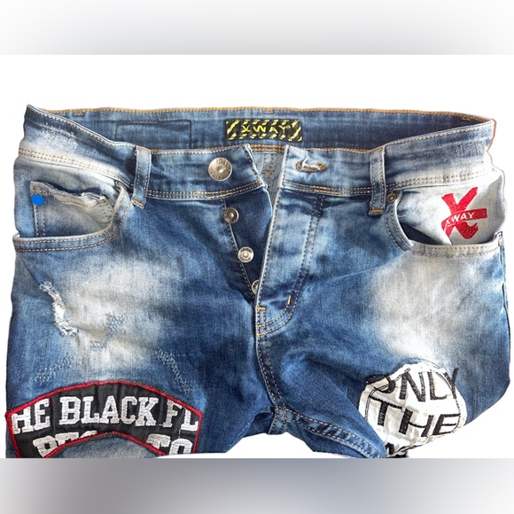 X Way Skinny Denim Jeans “It only doubles trouble” Size 30x30 - Picture 3 of 5